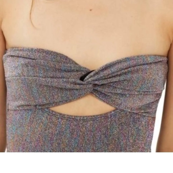 Topshop Multi-colour Metallic Twist Bandeau Bodysuit. NWT  SIZE 4 - Picture 4 of 5